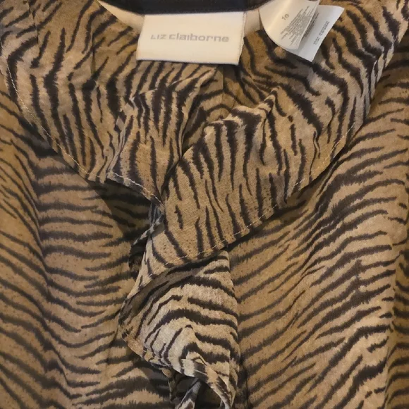 Liz Claiborne Brown Black Tiger-Print Spaghetti Strap Blouse - Picture 3 of 4